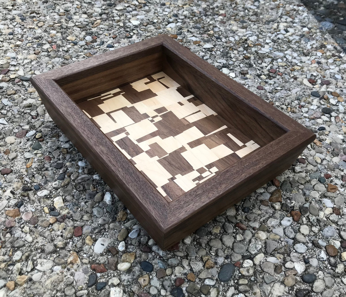 Round Wood Tray / Black Walnut / Shallow Circle Catchall Valet Tray 