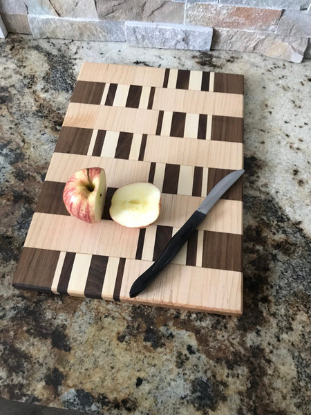 Walnut, and Maple Wood Cutting Board - Unique Table Centerpiece
